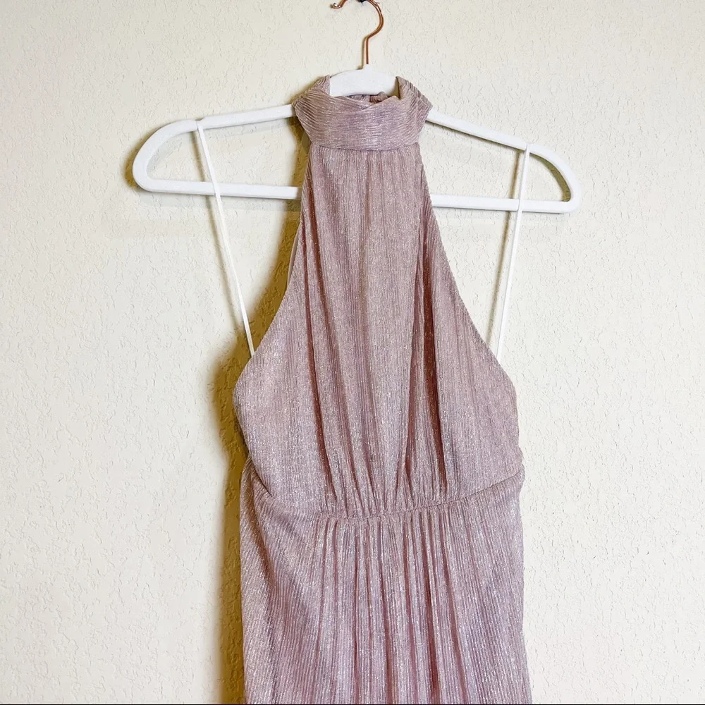 Show Me Your MuMu Collette Collar Dress Maxi Magic Mauve Glimmer Pink Size Small - Picture 3 of 9